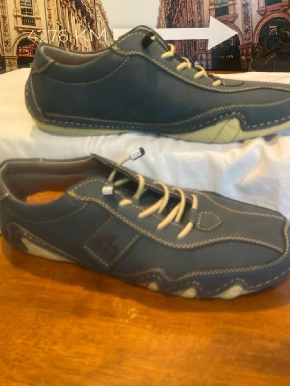 Casual Men's Blue Lace-Up Sneakers